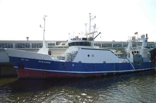 Spezialisiert auf Fischarten wie Dorsch und Seelachs: Grundschleppnetzkutter Susanne. Specialising in fish species such as cod and saithe: bottom trawler Susanne.