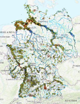 The map shows the risk areas that could be flooded in different colours