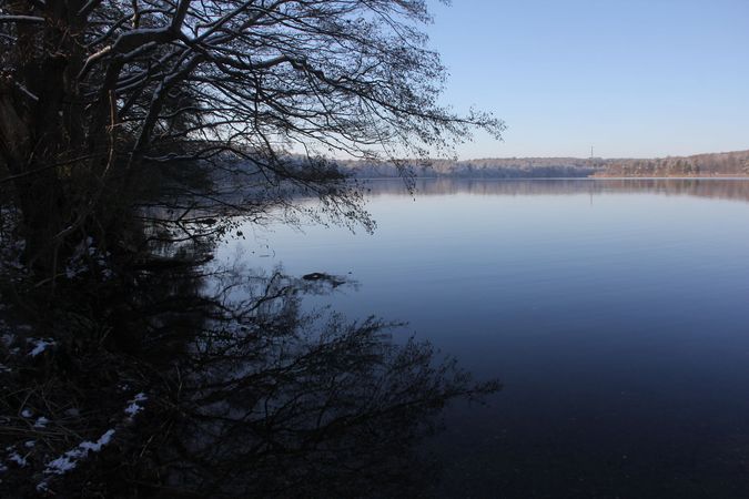 Winterimpression Stechlinsee in Nordbrandenburg.