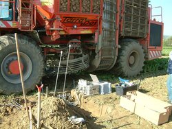 Sugar beet harvester travels over the measurement plot to calculate soil physical parameters Soil Conservation