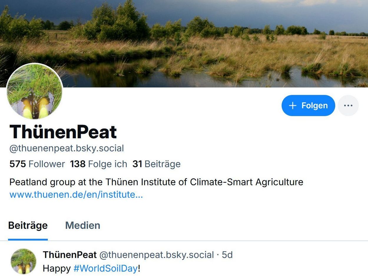 Header of the ThünenPeat account at BlueSky