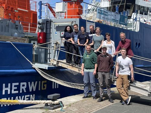 The crew as they prepare to leave with our research vessel Walther Herwig III