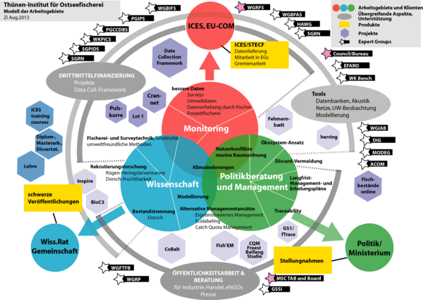 Modell der Arbeitsbereiche des Thünen-Instituts für Ostseefischerei.