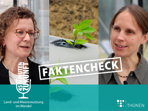 Ein dreigeteiltes Bild: Links Portrait von Elke Brandes, rechts ein Portrait von Katrin Schiedung und in der Mitte kleine Pflanzen, die von Plastik umgeben sind. von