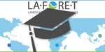 An image of a doctor's hat and soft in the background a section of a world map and the Laforet logo..