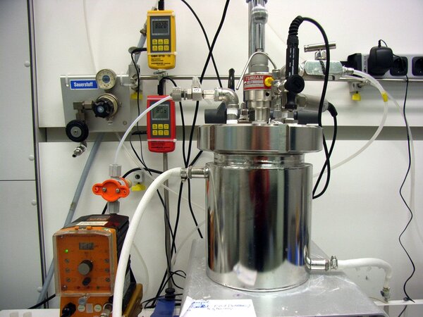 Klicken für eine Vergrösserung Edelstahldruckautoklav mit pH-Regelung unter Druck