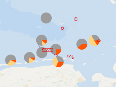 Grafik zur Verteilung von TNT-Metabolit in Fischen aus deutschen Küstengewässern.