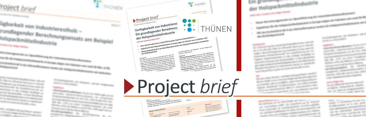 An image of the Project brief and the Thünen logo, soft in the background cutouts of other Project brief.