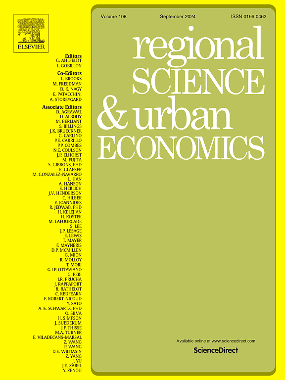 Cover of the Journal Regional Science and Urban Economics 